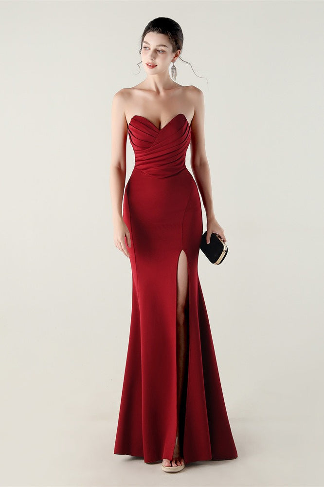 Sin Tirantes Escote Corazón Plisado Vestido de Fiesta