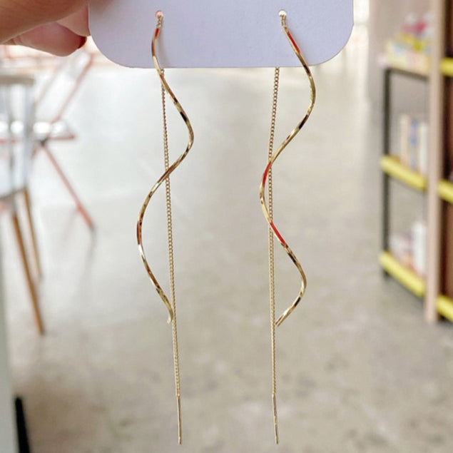 Ondulado Espiral Drop Aretes de Hilo