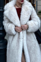 Long plush faux fur coat