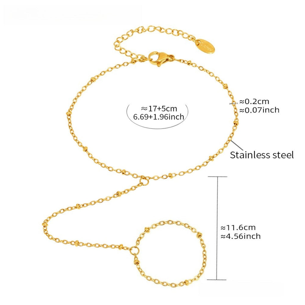Oro 18K Plated Acero Inoxidable Knuckle Pulsera-Anillo