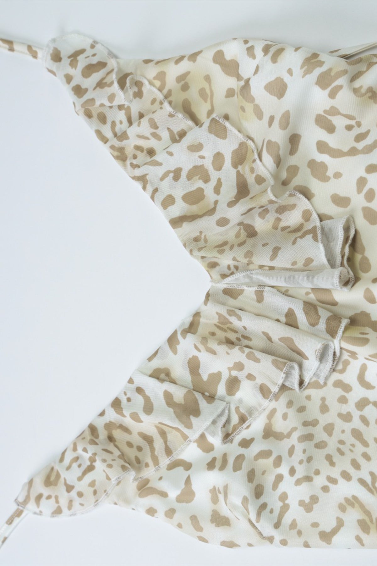 Leopard Ruffled Halter Deep V Mini Dress