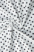 Retro style halter maxi dress with polka dots, patchwork, and ruching