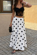 Polka Dot High Waist Flowy Elegant Skirt