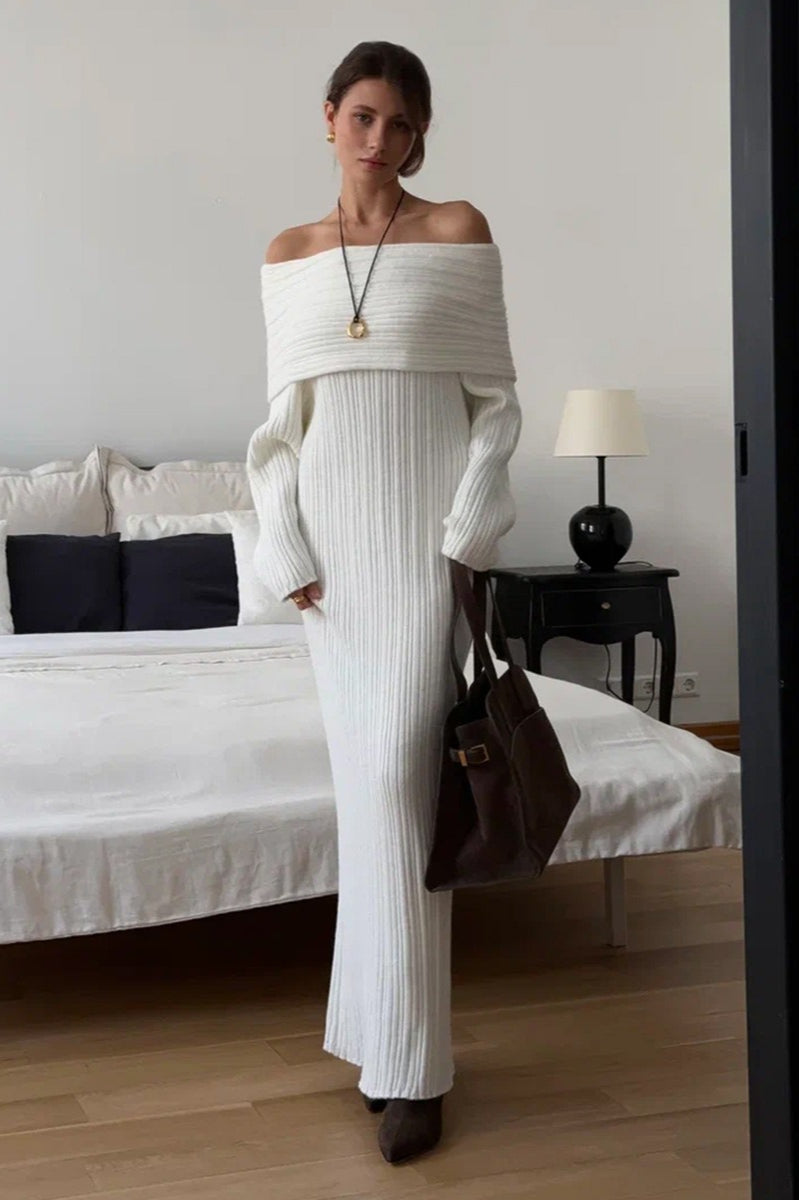 Un Hombro Ajustado De Punto Vestido de Punto