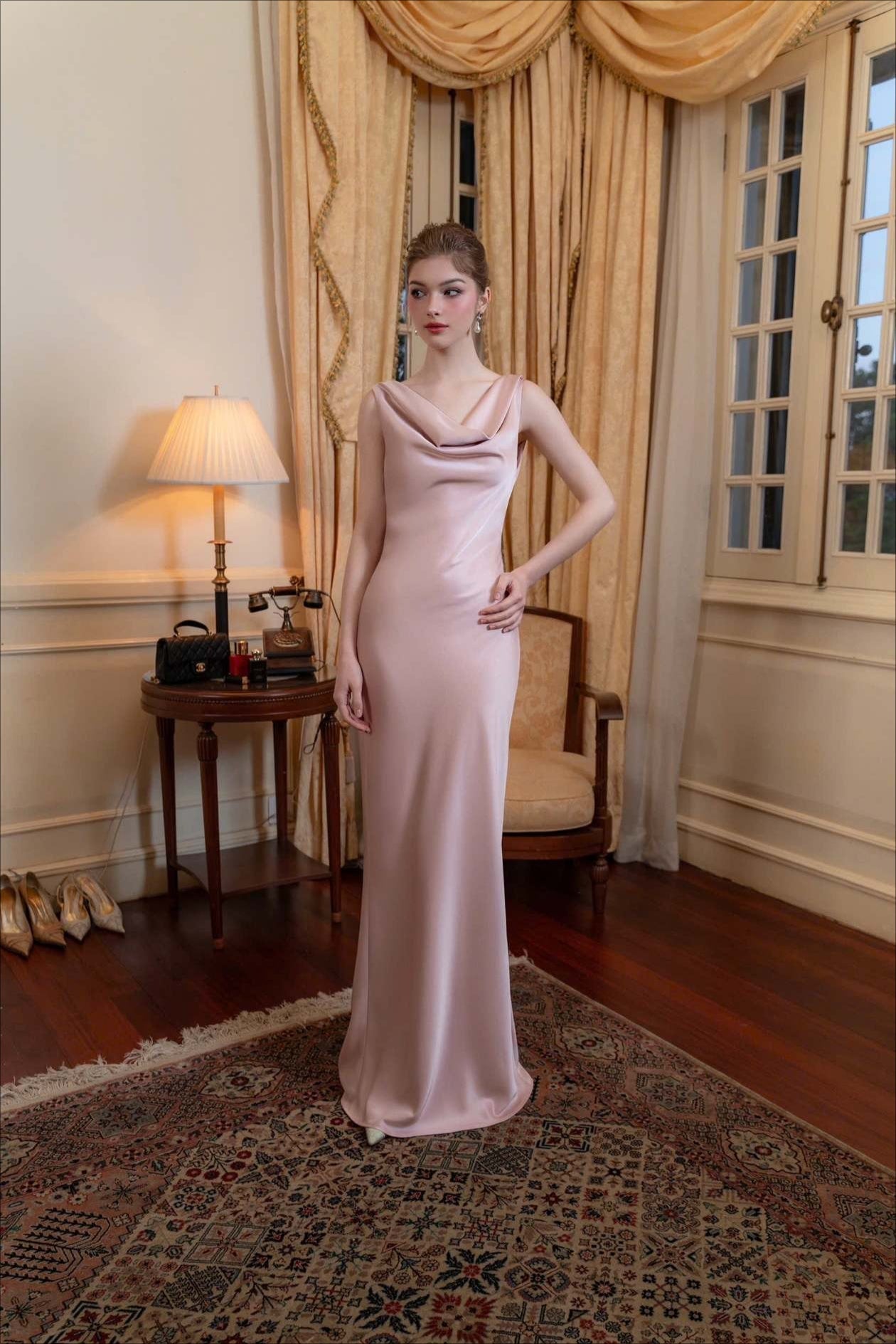 Liso Satén de Noche Vestido Maxi