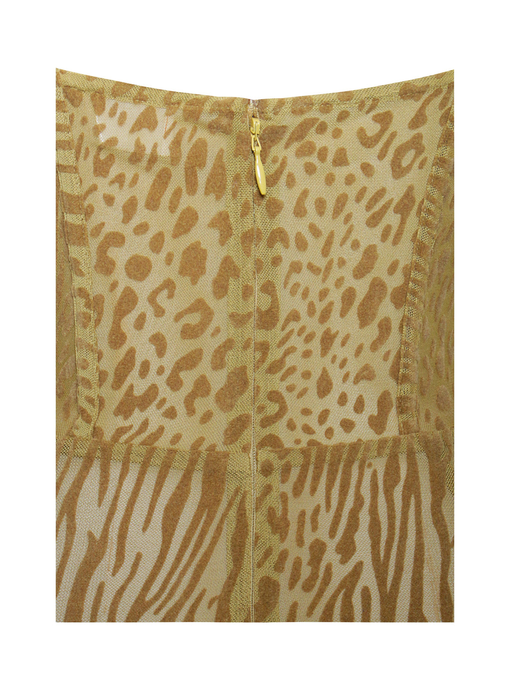 Ulani Dorado Terciopelo Devoré Detalle Elegante Malla Vestido Maxi