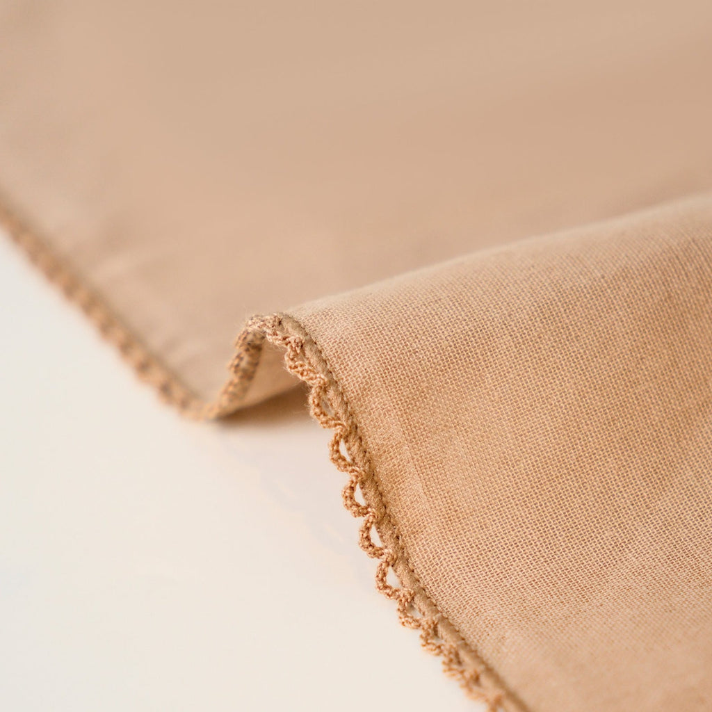 Minimal Cotton Double Layer Ruffle Trim Square Scarf