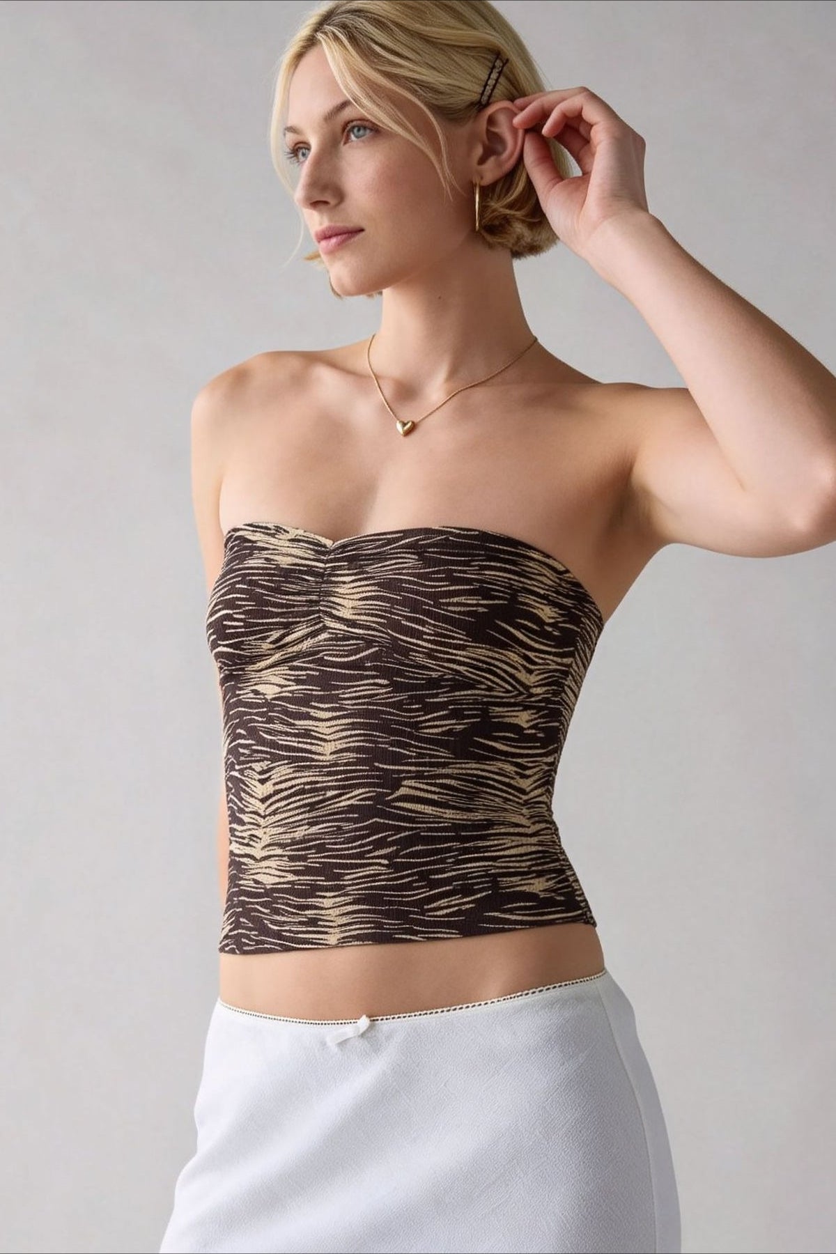 Snake Printed Strapless Tube Top
