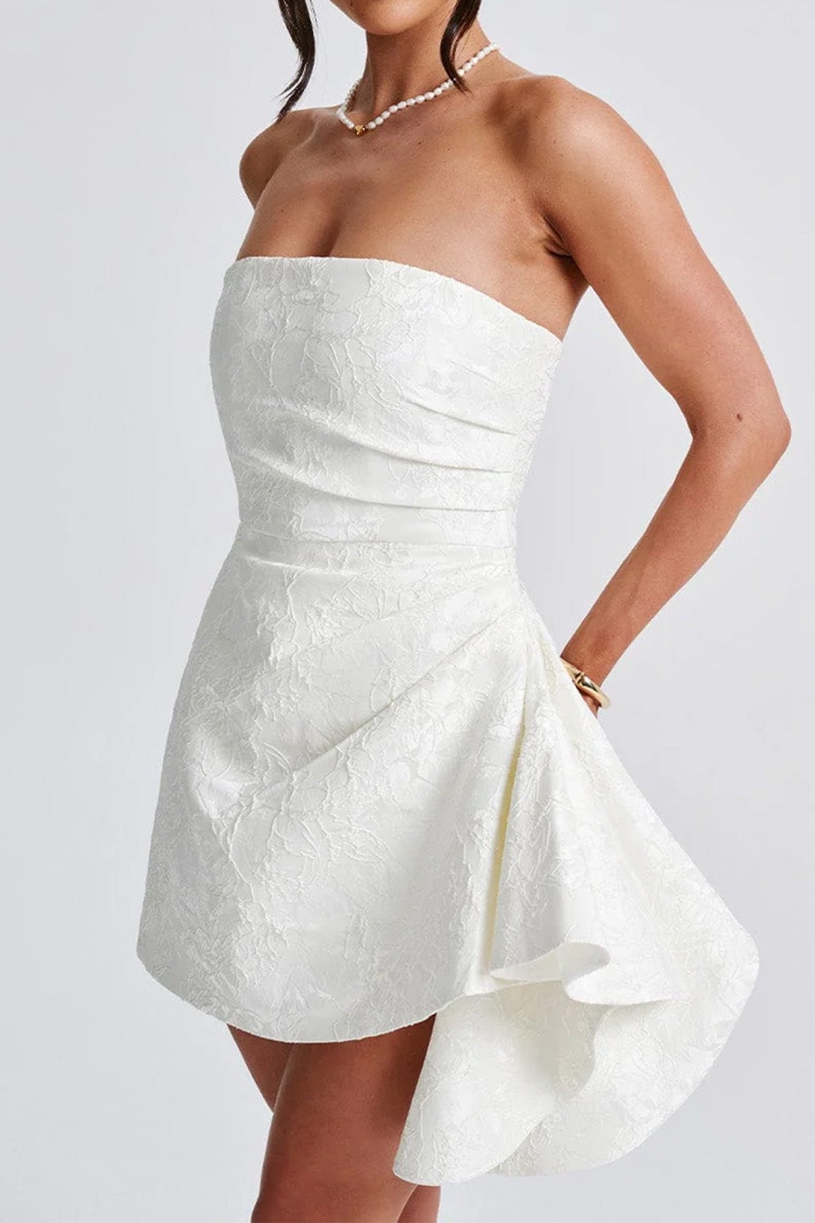 Sin Tirantes Jacquard Vestido Mini de Fiesta