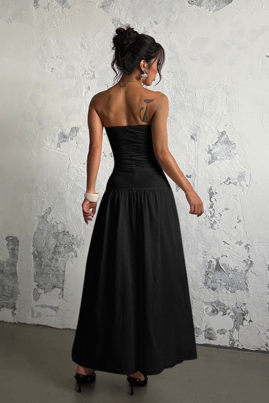 Sexy Hollow Strapless Maxi Vacation Dress