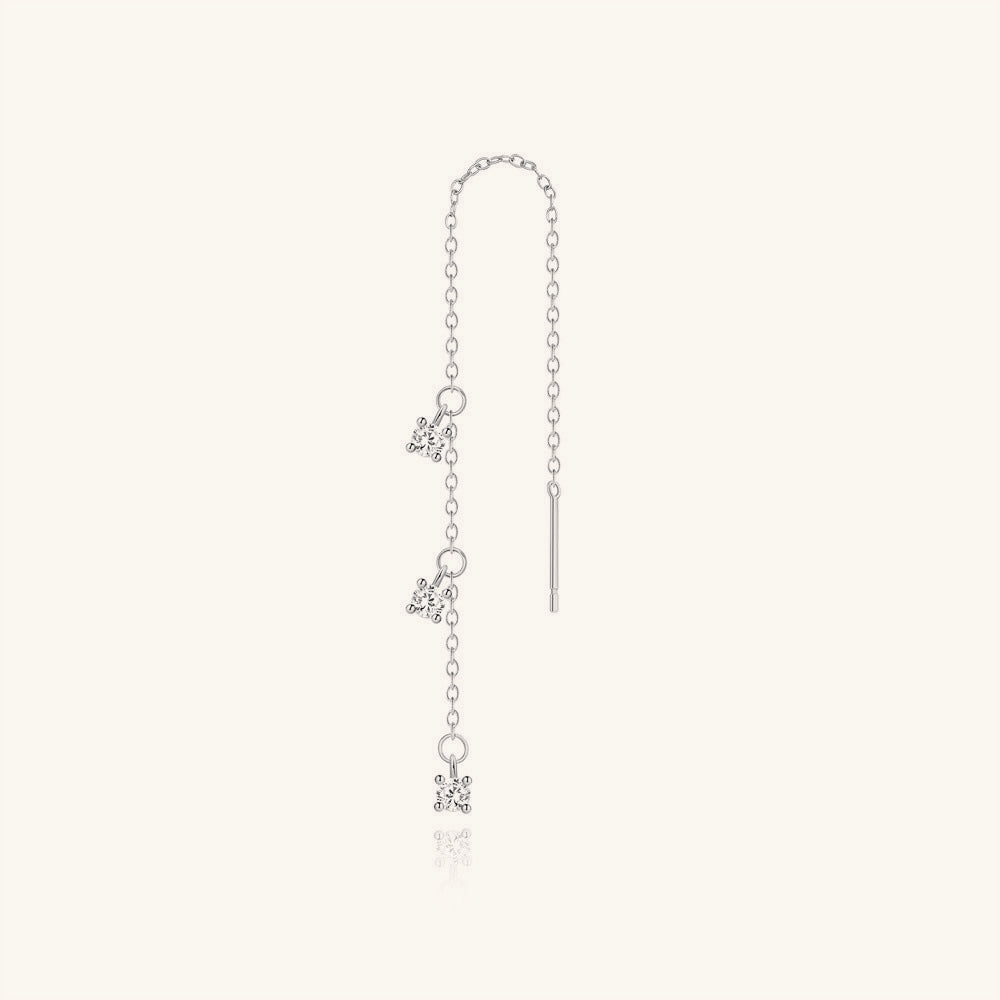 Micro Pavé Diamante Con Flecos Con Cadena Aretes de Hilo