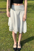 Polka Dot Low Rise Ruffle Trim A Line Skirt