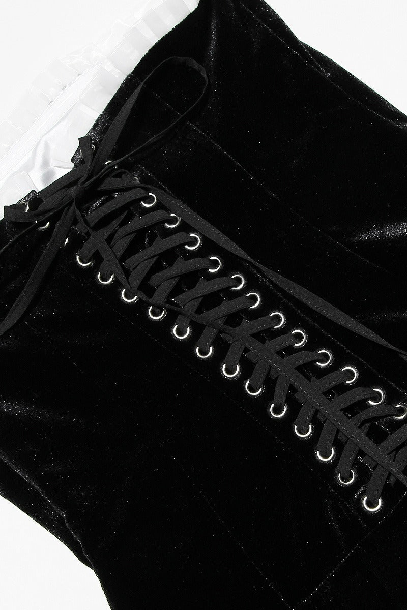 Terciopelo Bustier Línea A Vestido de Cóctel