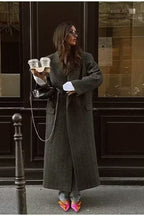 Casual striped knit wool-blend coat
