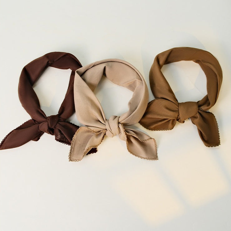 Minimal Cotton Double Layer Ruffle Trim Square Scarf