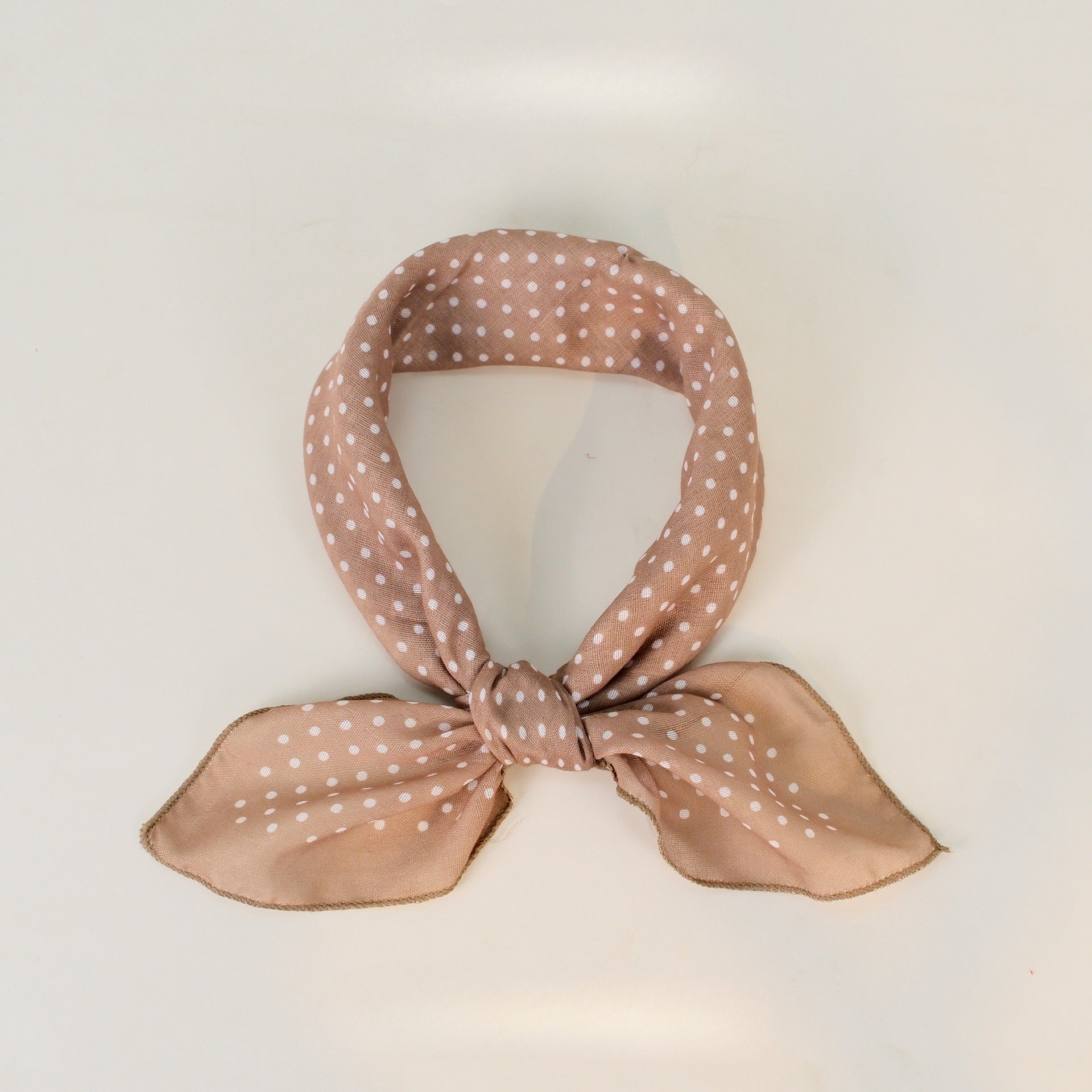 Polka Dot Faux Linen Square Hair Neck Sun Scarf