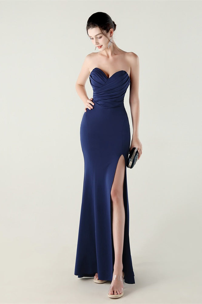 Sin Tirantes Escote Corazón Plisado Vestido de Fiesta