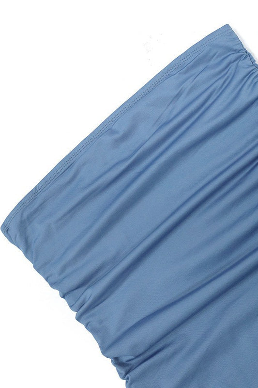 Strapless Ruffle Beach Vacation Dress