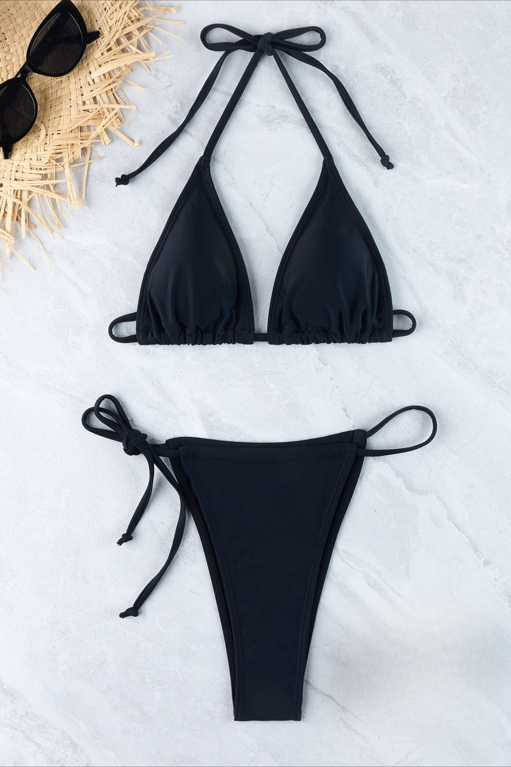 Halter Drawstring Tie Side Sexy Bikini Set