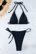 Conjunto de bikini sexy con tirantes y cordones laterales