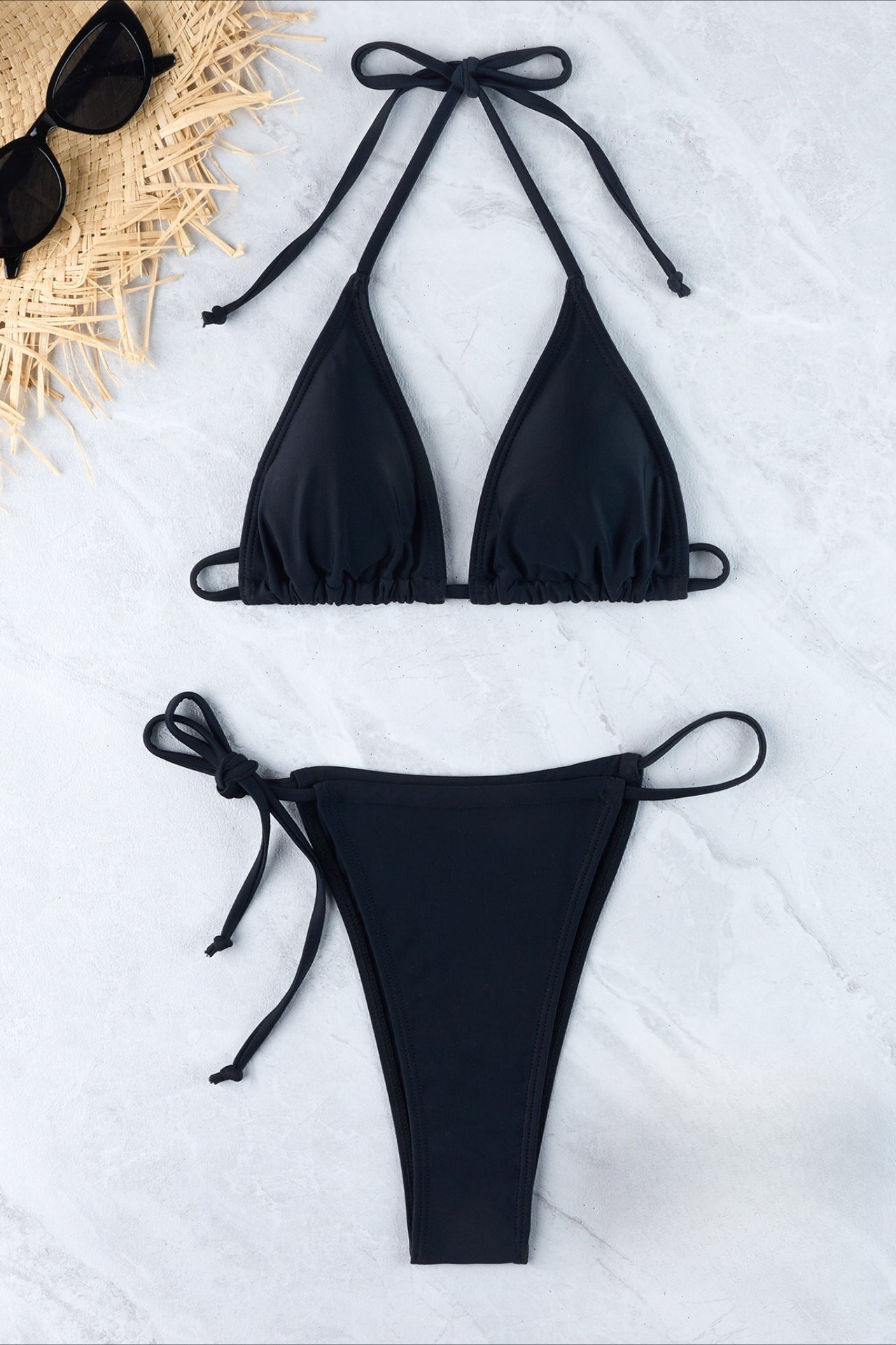 Halter Drawstring Tie Side Sexy Bikini Set