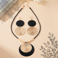 3-Pieza Large Round Disco Pendant Aretes Statement & Collar Set