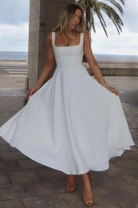 Sleeveless Square Neck Maxi Vacation Dress