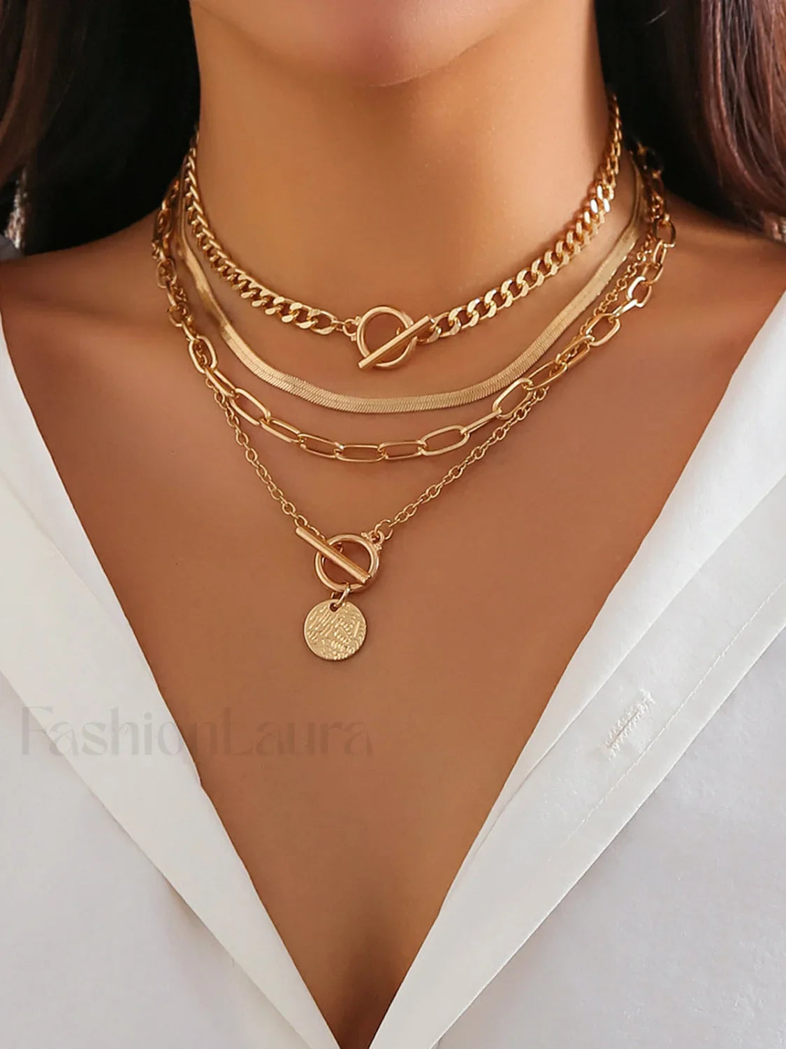 4pcs Statement Apilable Collar con Colgante