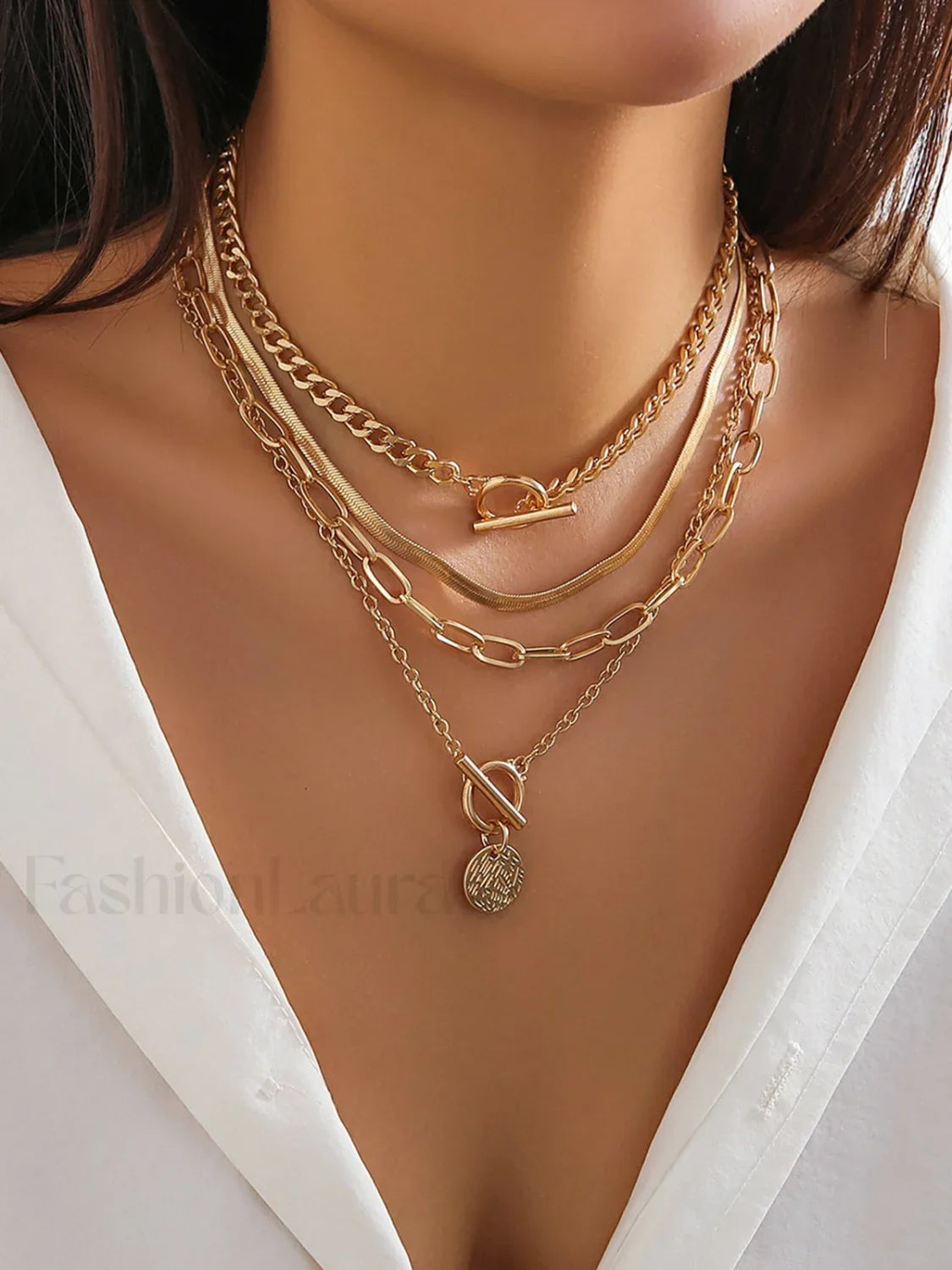 4pcs Statement Apilable Collar con Colgante