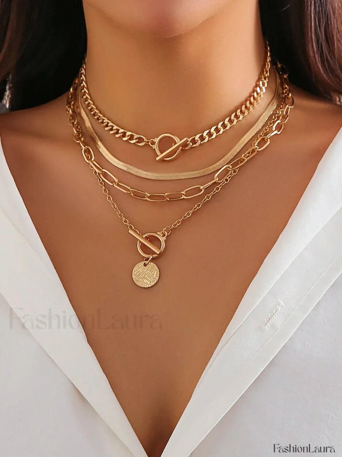 4pcs Statement Apilable Collar con Colgante