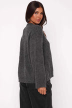 V-Neck Tie Front Knit Cardigan Sweater