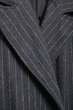 Long striped V-neck wool coat
