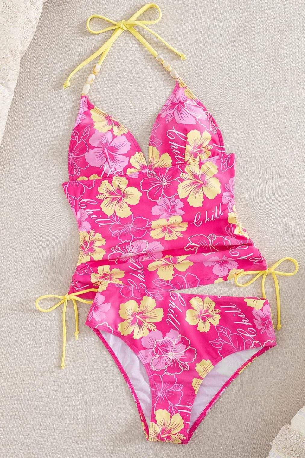 Floral Cherry Blossom Halter Two Piece Swim Set