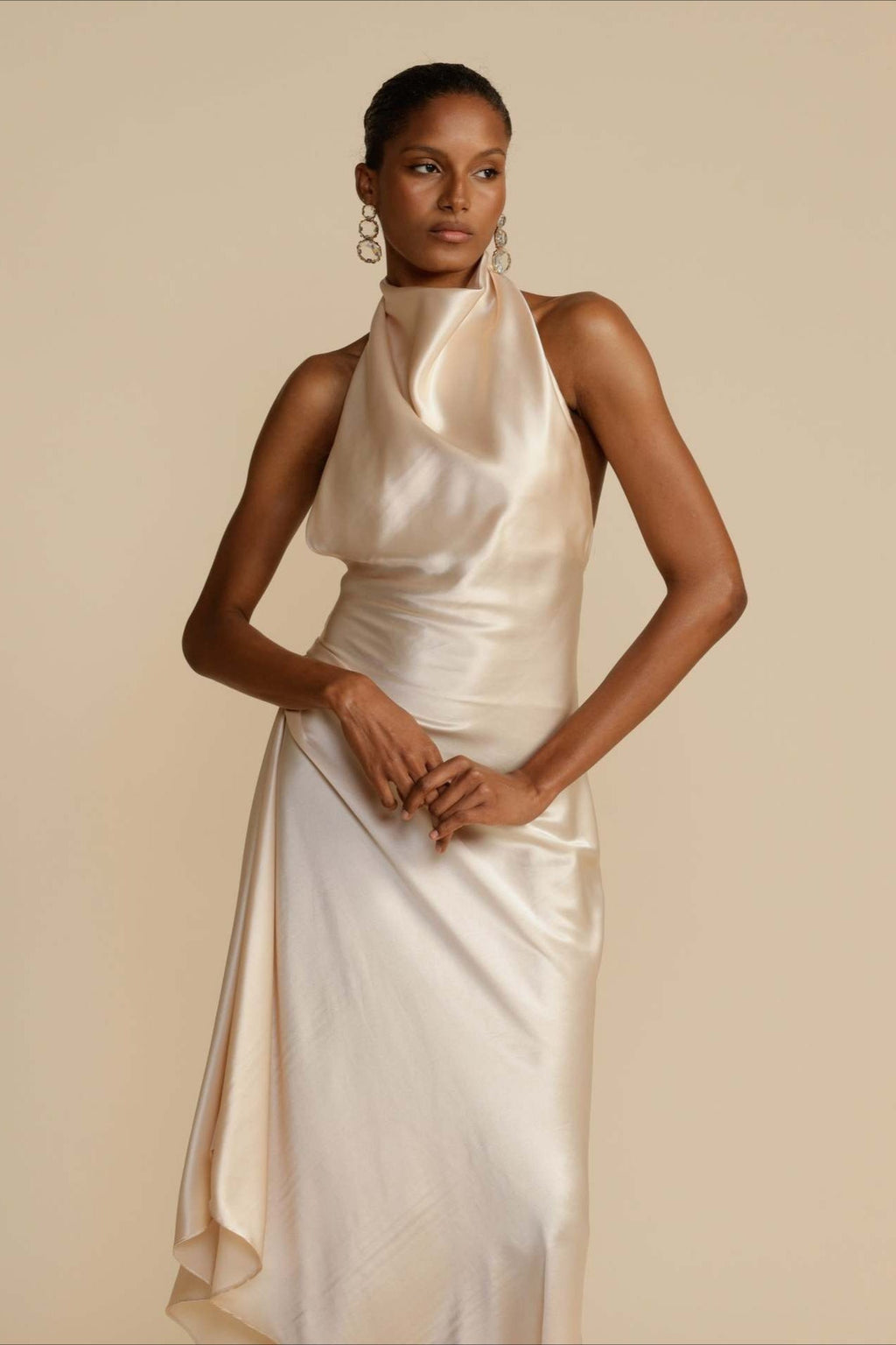 Elegante Satén Con Abertura Espalda Descubierta Vestido de Fiesta