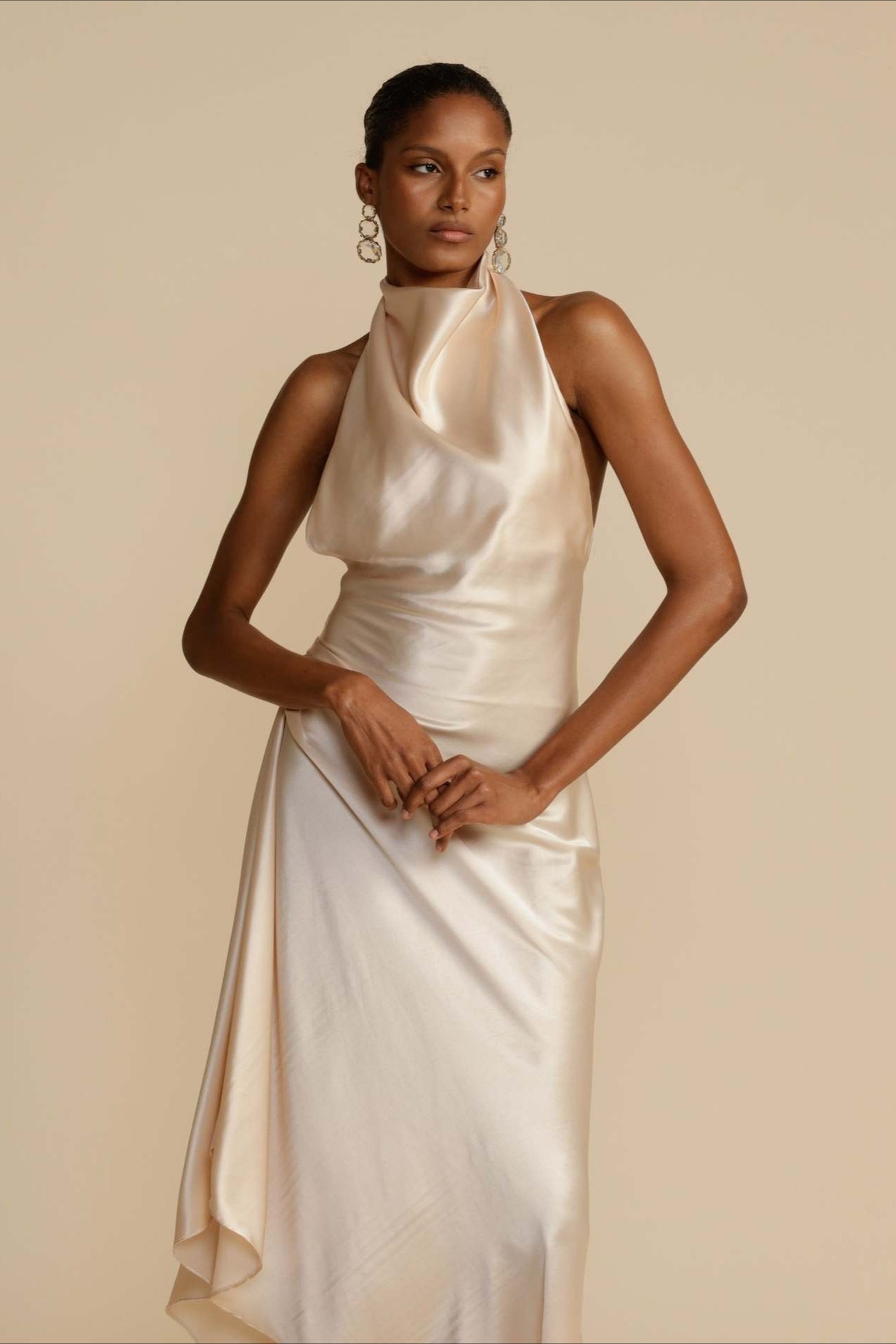 Elegante Satén Con Abertura Espalda Descubierta Vestido de Fiesta
