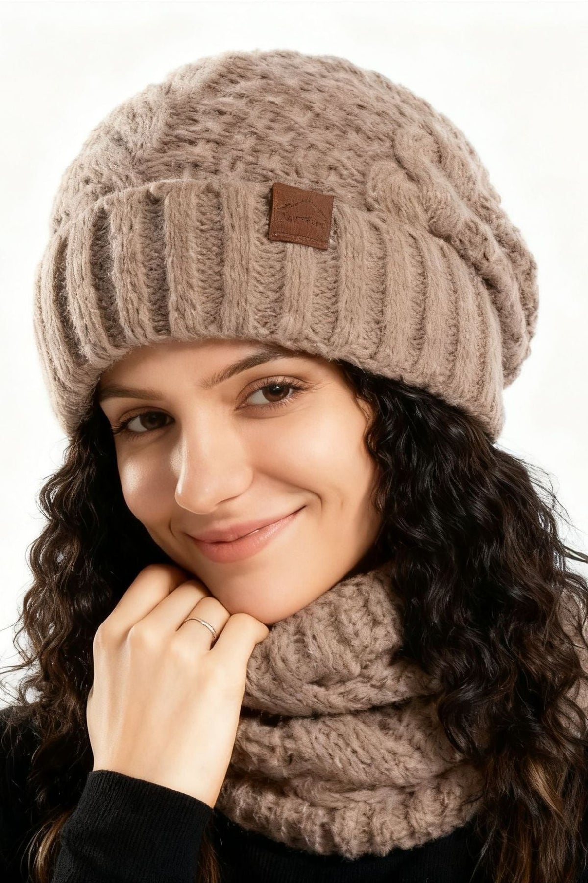 Conjunto de 2 Piezas de Gorro y Bufanda de Punto