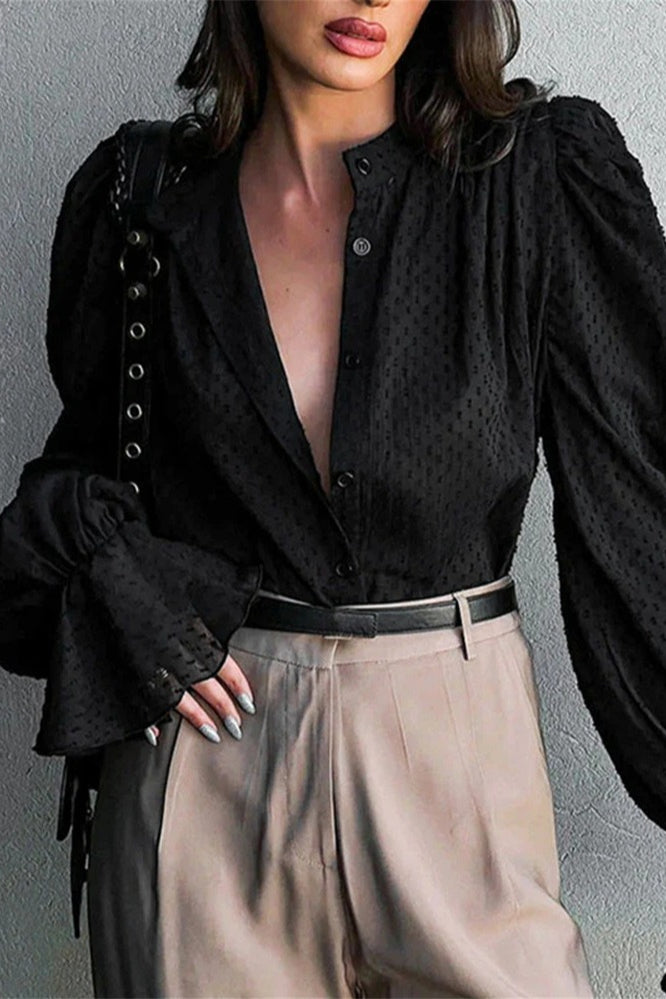 Jacquard Manga Globo Blusa