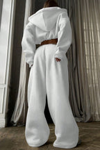 Cropped Zip Hoodie Wide Leg Jogger Set
