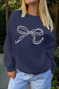 Bow Graphic Crew Neck Sweatshirt