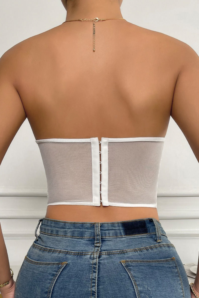 Lace 3D Flower Corset Tube Top