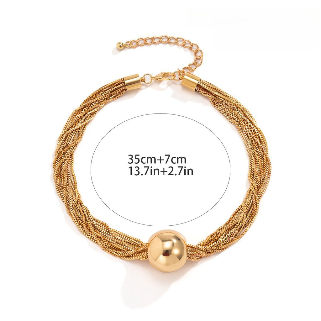 Bold Cuenta Pendant Choker En Capas Collar