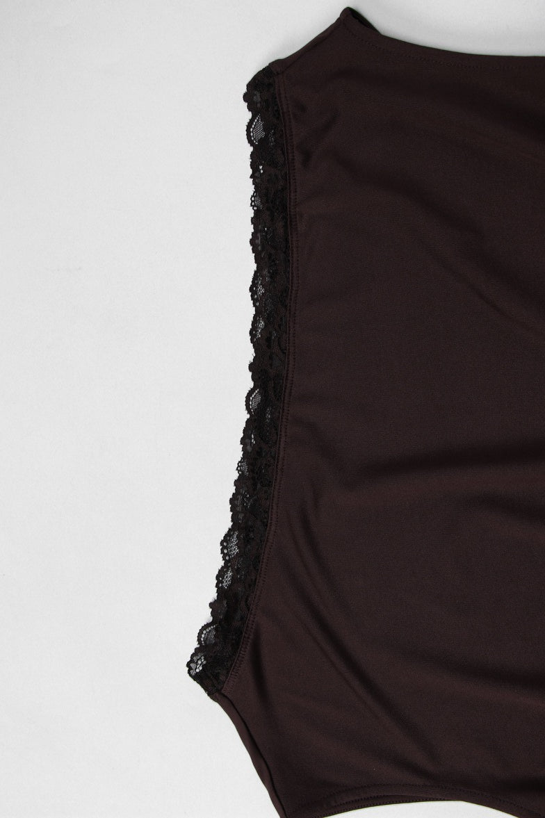 Black Lace Patchwork Sleeveless Slim Crop Top