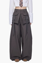 Layered Pocket Wide Leg Cargo Pants