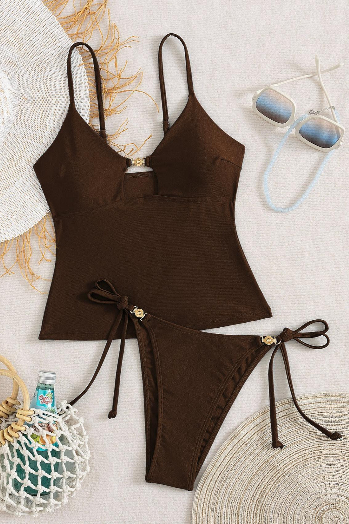 Hollow Out Slim Fit Sexy Two Piece Swim Set