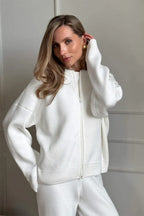 Zip Cardigan Harem Pants Knit Set