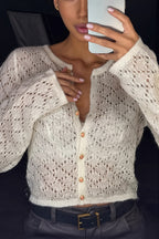 Delicate Crochet Button Front Cardigan