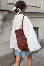 Blanco Manga Farol Blusa