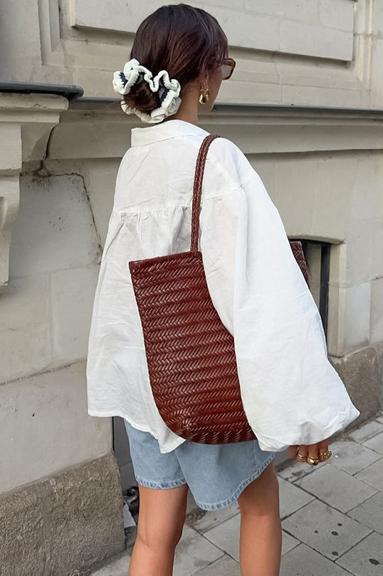 Blanco Manga Farol Blusa