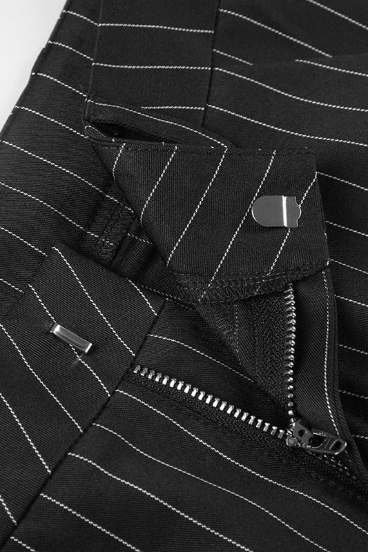 Striped Two Piece V Neck Relaxed Vest Pants Set