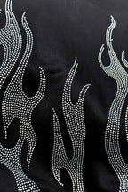 Rhinestone Flame Zip Hoodie